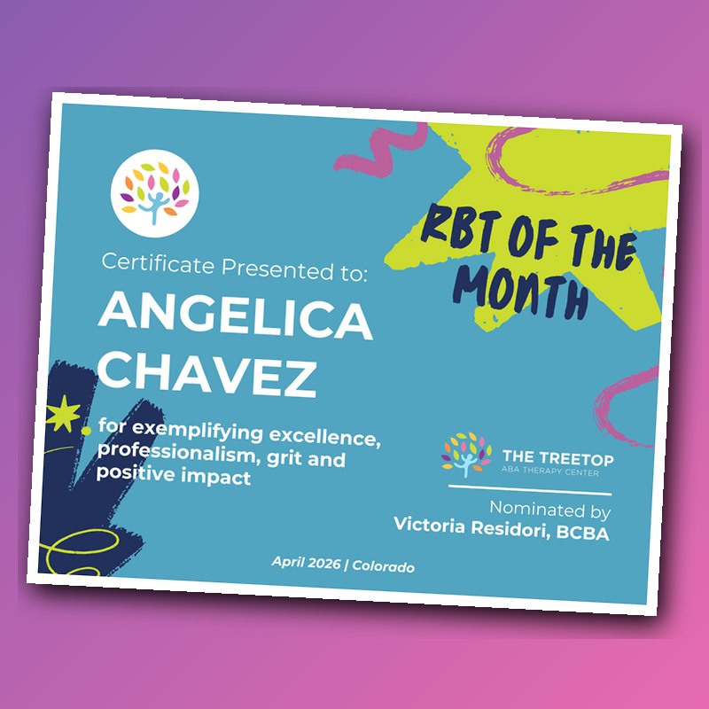 Angelica Chavez BT of the Month certificate