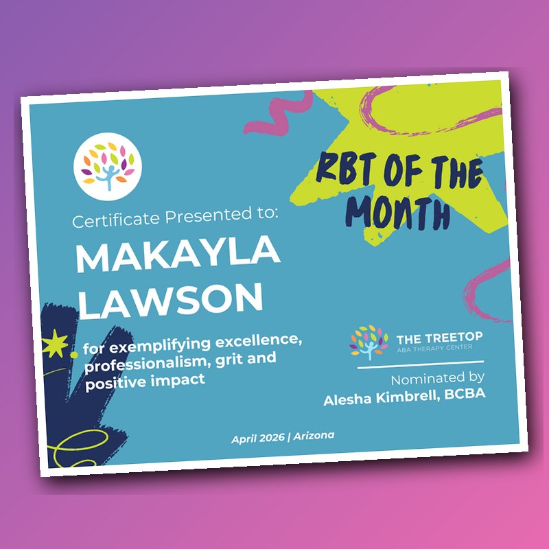 Makayla Lawson BT of the Month certificate