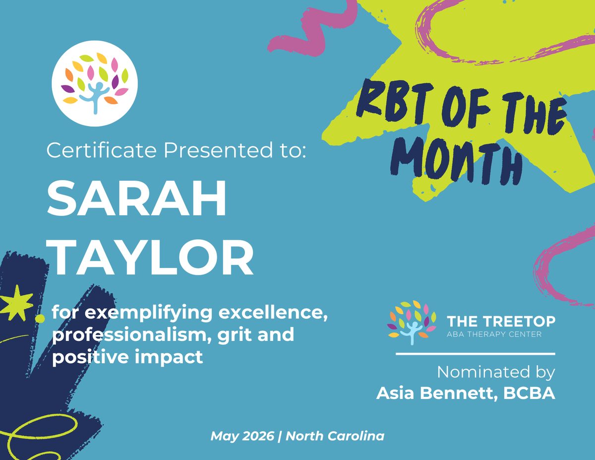 Sarah Taylor's BT of the Month certificate